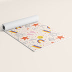 Happy Smiley Face & Retro Rainbows in Dusty Pink Yoga Mat Gallery Image 2