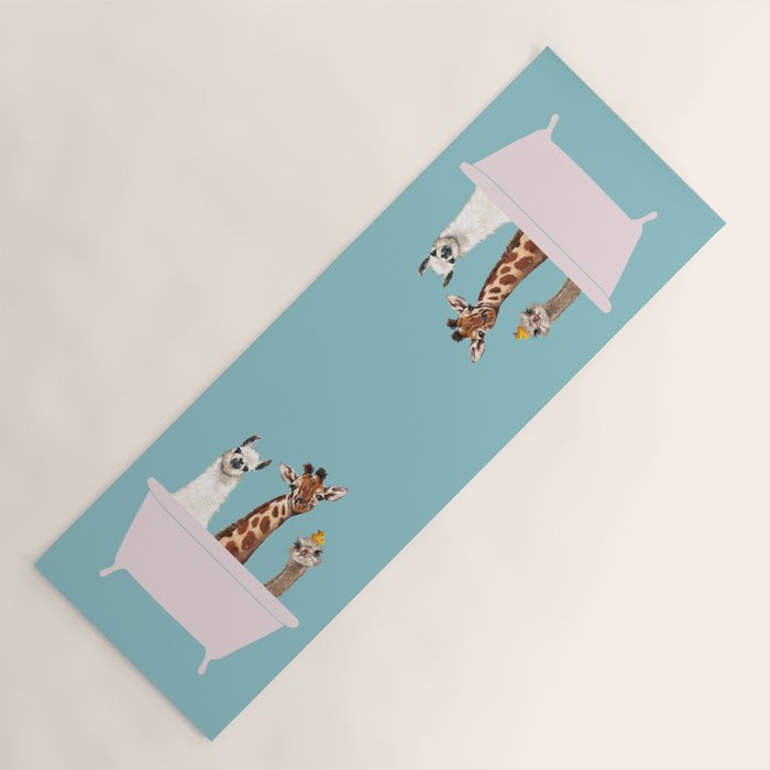 Playful Gangs in Bathtub Blue Yoga Mat Gallery Image 1