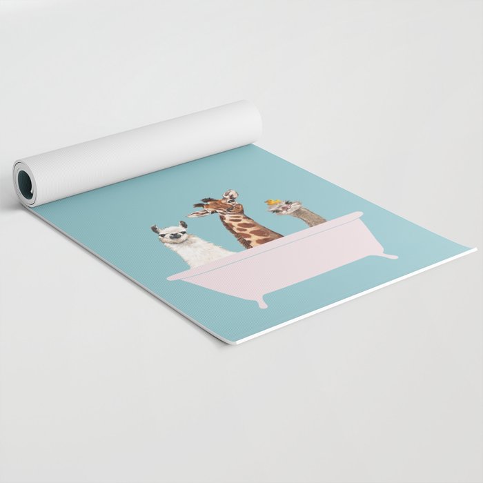 Playful Gangs in Bathtub Blue Yoga Mat Gallery Image 2