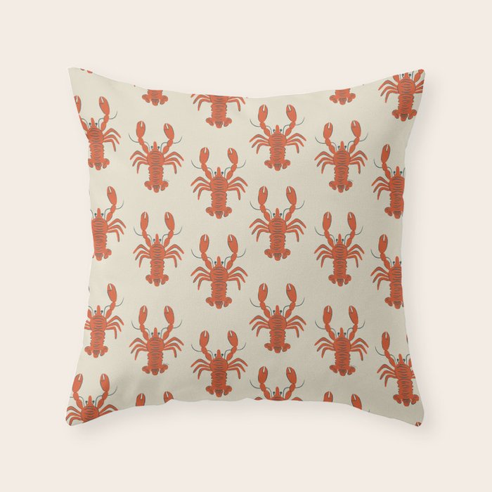 Coastal Lobsters Nautical Crustacean Throw Pillow Gallery Image 6