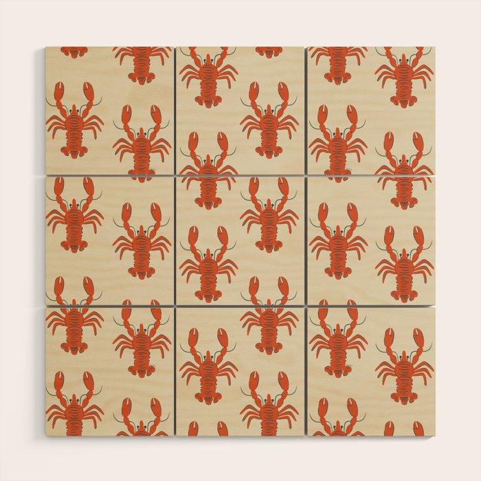 Coastal Lobsters Nautical Crustacean Wood Wall Art Gallery Image 1