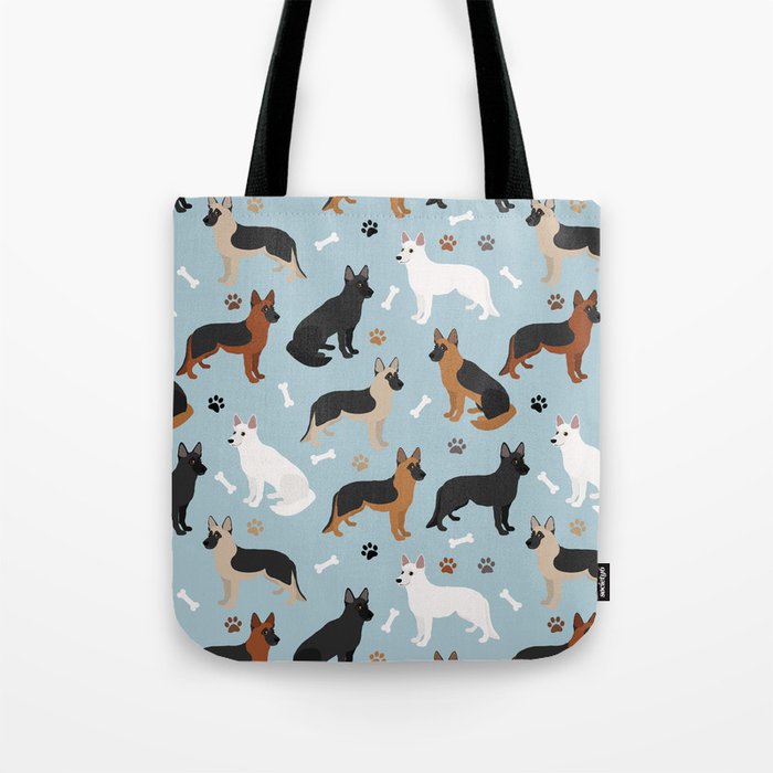 German Shepherd Dog Paws and Bones Pattern Tote Bag Gallery Image 1