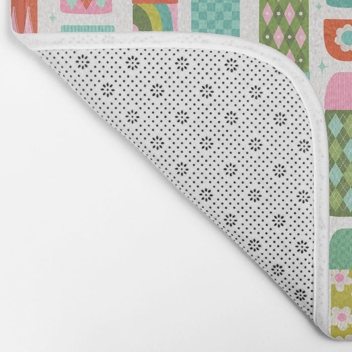 Retro Coffee Thermoses Multicolor on White Bath Mat Gallery Image 2
