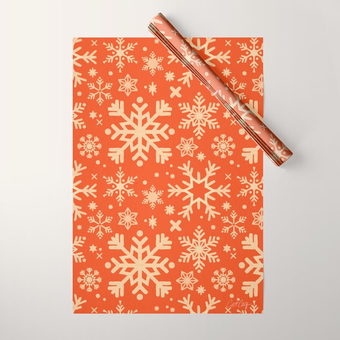 Snowflake Collection - Coral & Cream Wrapping Paper Gallery Image 1