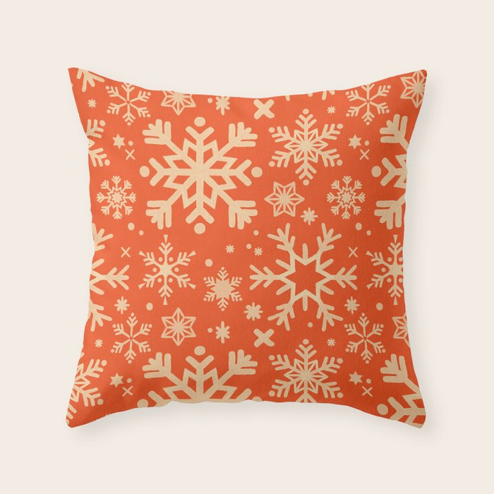 Snowflake Collection - Coral & Cream Throw Pillow Gallery Image 6