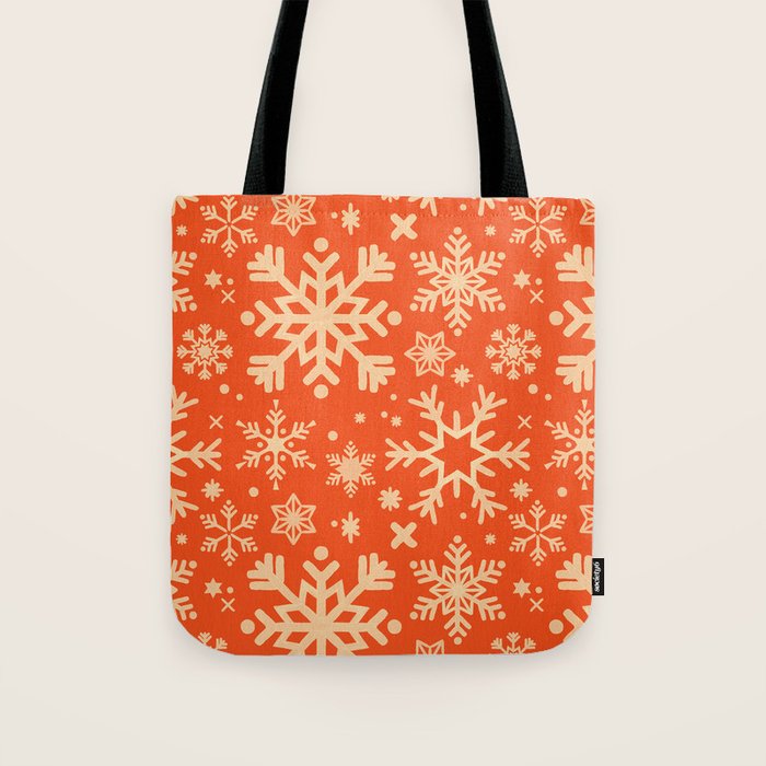 Snowflake Collection - Coral & Cream Tote Bag Gallery Image 1