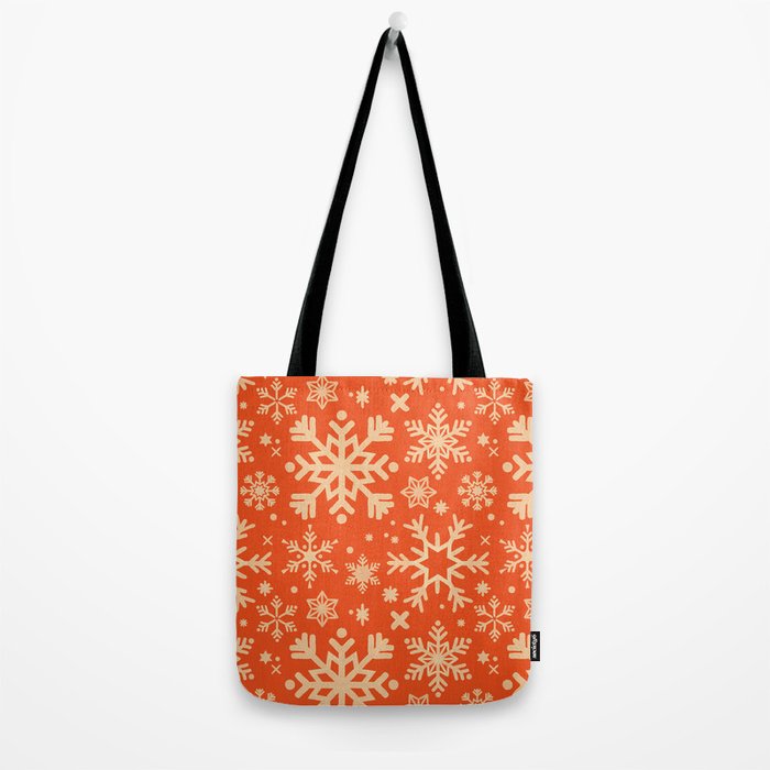 Snowflake Collection - Coral & Cream Tote Bag Gallery Image 2