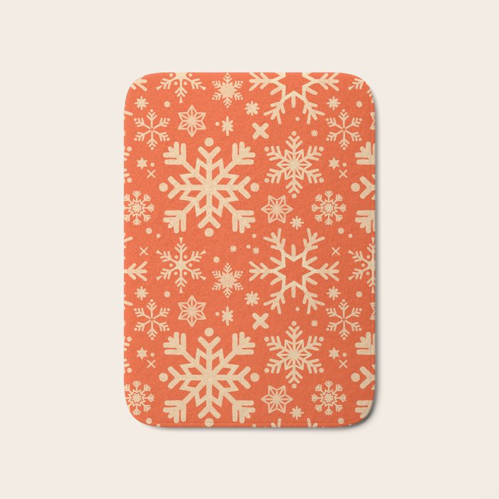 Snowflake Collection - Coral & Cream Bath Mat Gallery Image 1
