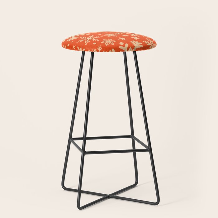 Snowflake Collection - Coral & Cream Stool Gallery Image 1