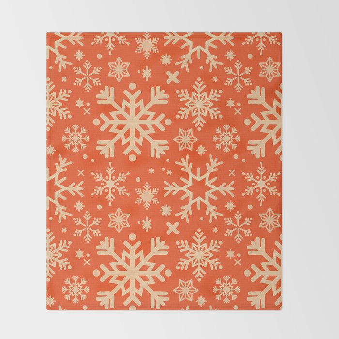 Snowflake Collection - Coral & Cream Throw Blanket Gallery Image 2
