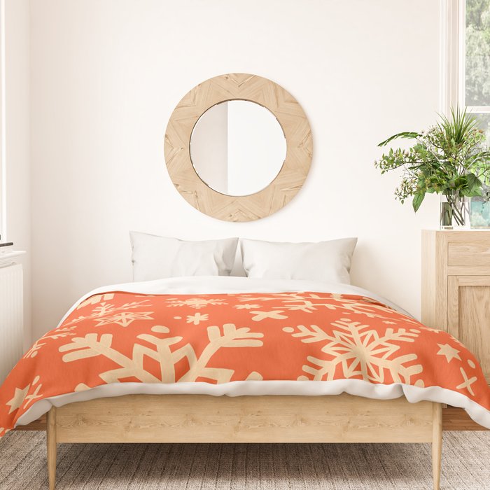 Snowflake Collection - Coral & Cream Duvet Cover Gallery Image 3