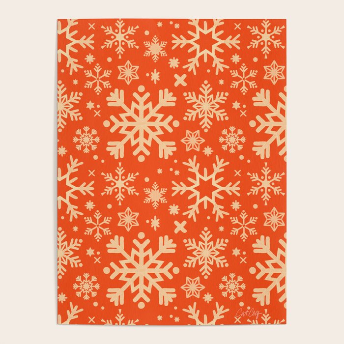Snowflake Collection - Coral & Cream Poster Gallery Image 1