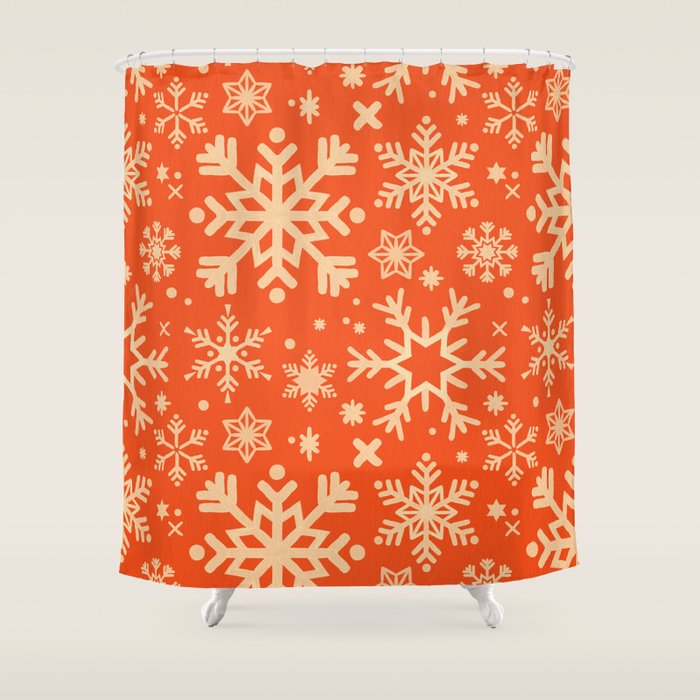 Snowflake Collection - Coral & Cream Shower Curtain Gallery Image 1