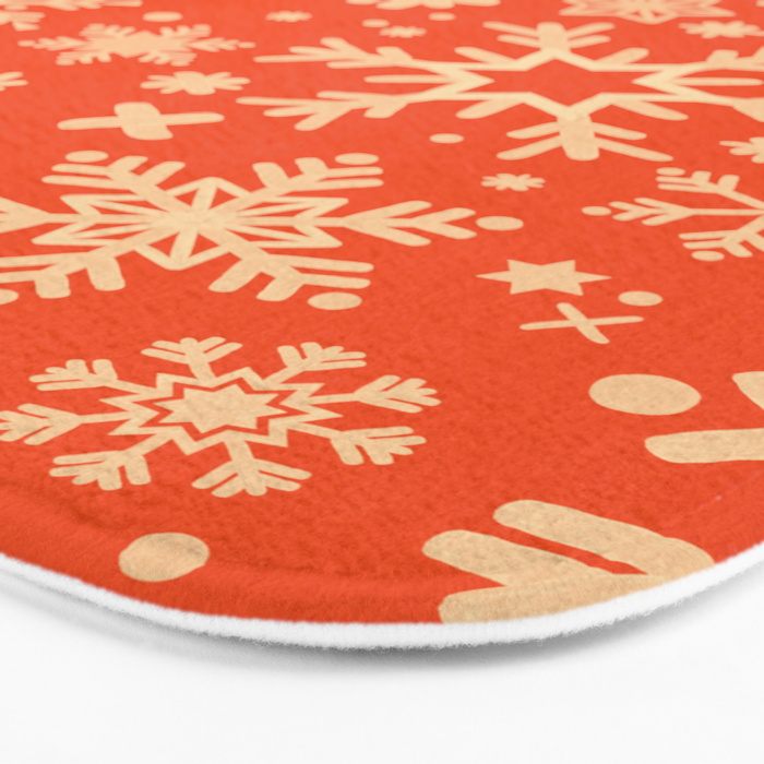 Snowflake Collection - Coral & Cream Bath Mat Gallery Image 3