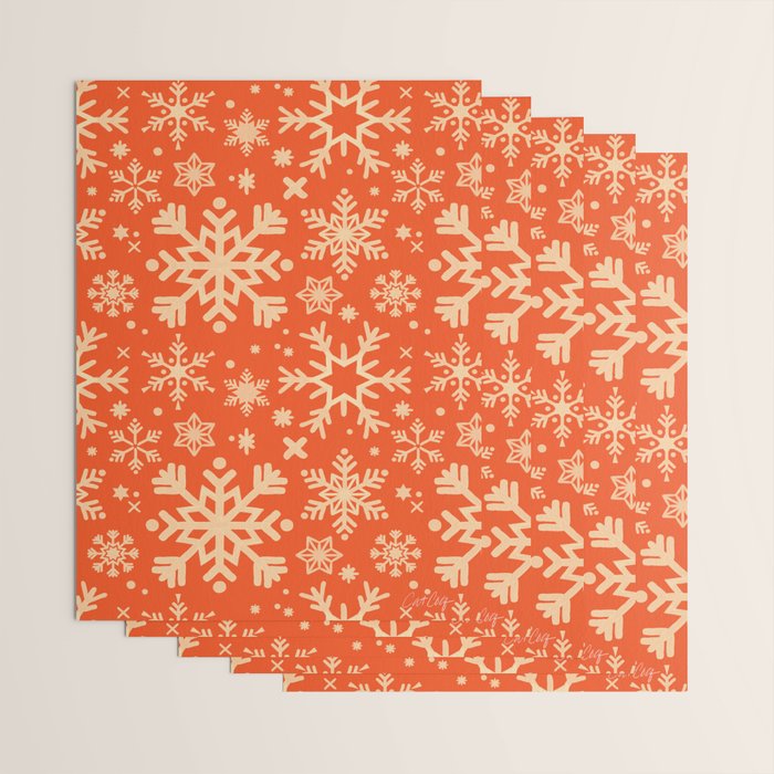 Snowflake Collection - Coral & Cream Wrapping Paper Gallery Image 3
