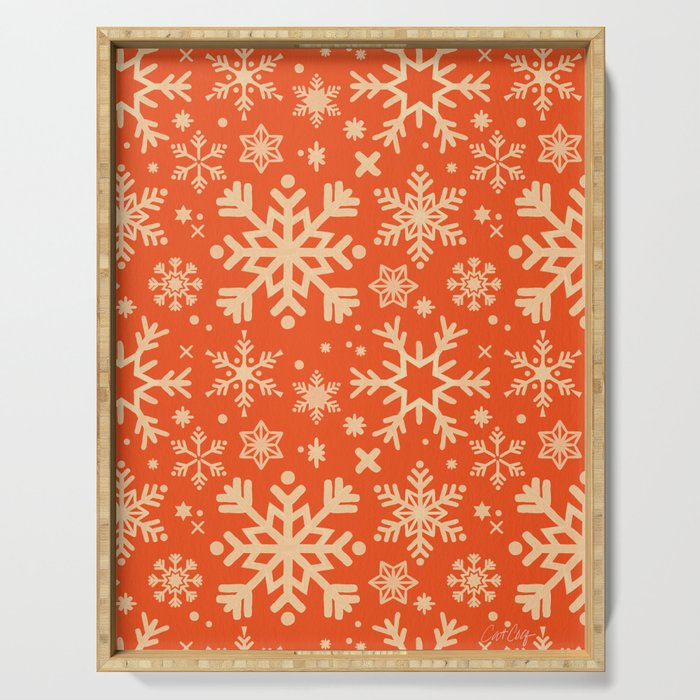 Snowflake Collection - Coral & Cream Serving Tray Gallery Image 1