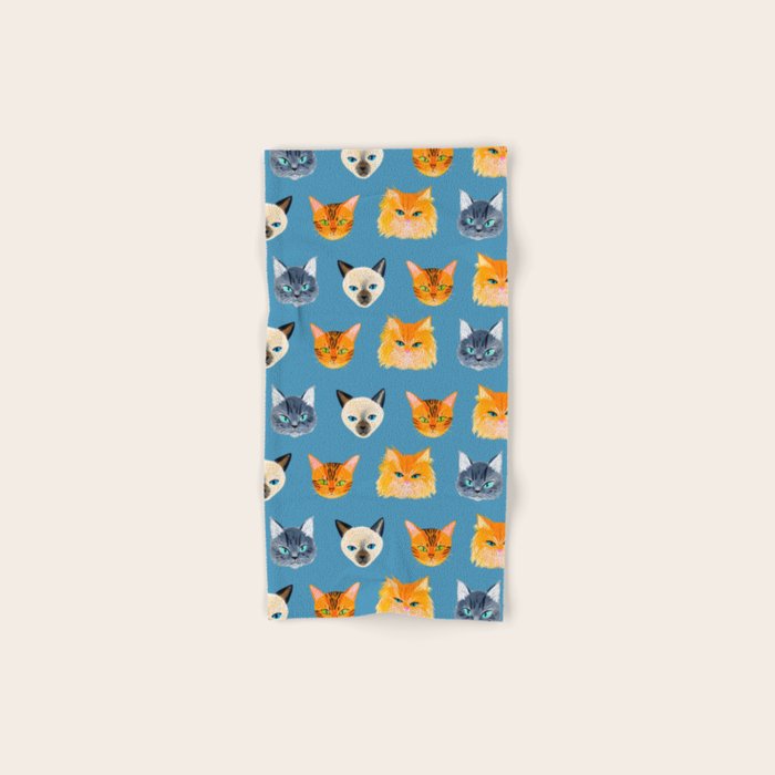 Cats Blue Bath Towel Gallery Image 1