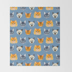 Cats Blue Throw Blanket Gallery Image 2