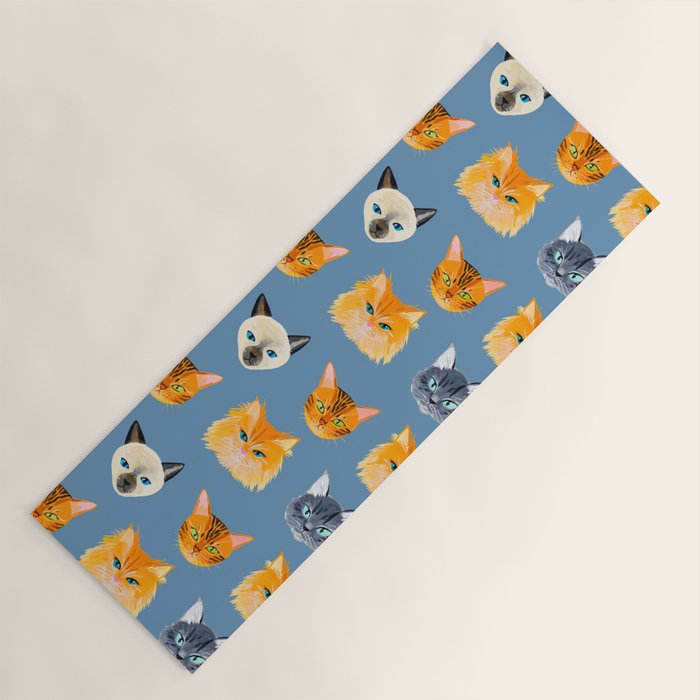 Cats Blue Yoga Mat Gallery Image 1