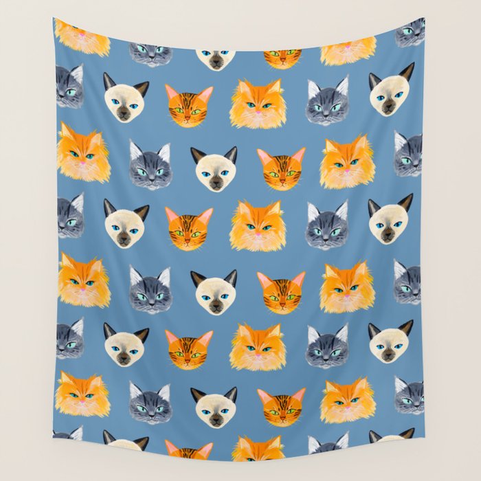 Cats Blue Wall Tapestry Gallery Image 4