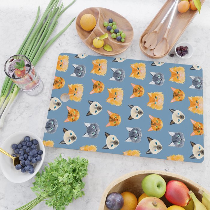 Cats Blue Cutting Board Gallery Image 2