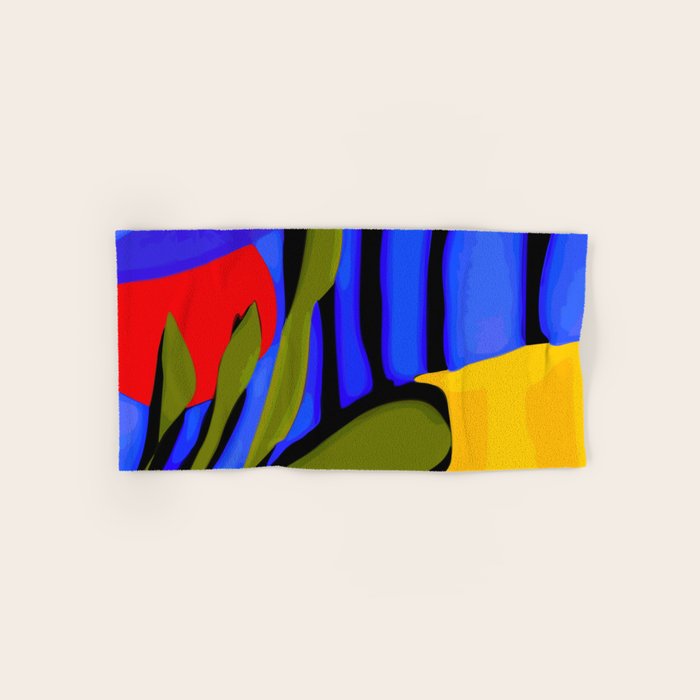 Abstract Art Red Blue Green Yellow Bath Towel Gallery Image 1