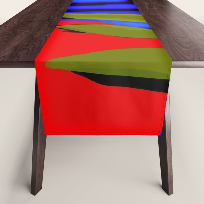 Abstract Art Red Blue Green Yellow Table Runner Gallery Image 1