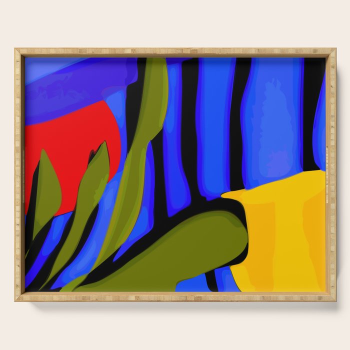 Abstract Art Red Blue Green Yellow Serving Tray Gallery Image 1