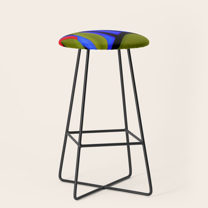 Abstract Art Red Blue Green Yellow Stool Gallery Image 1
