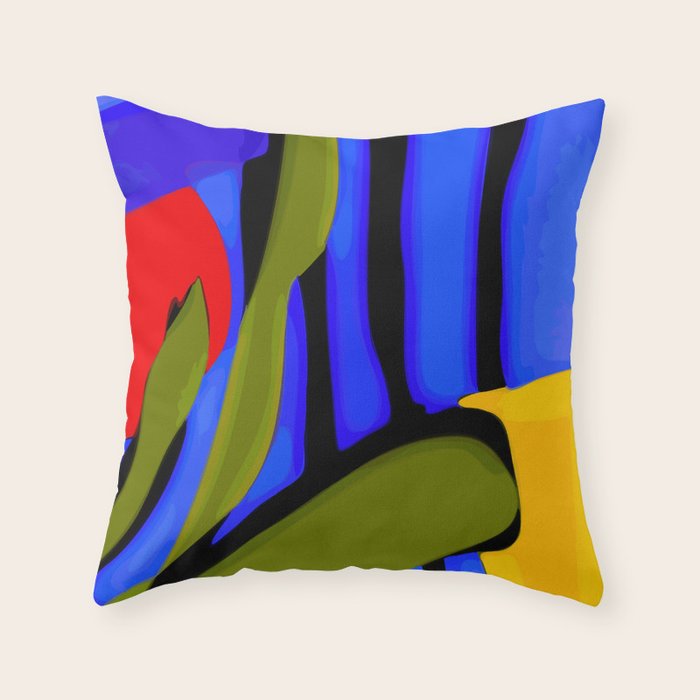 Abstract Art Red Blue Green Yellow Throw Pillow Gallery Image 1