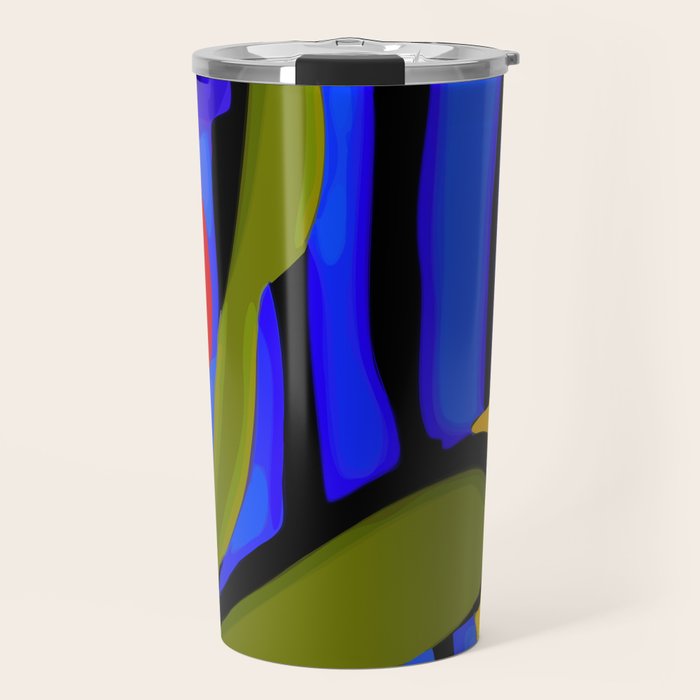 Abstract Art Red Blue Green Yellow Travel Mug Gallery Image 1