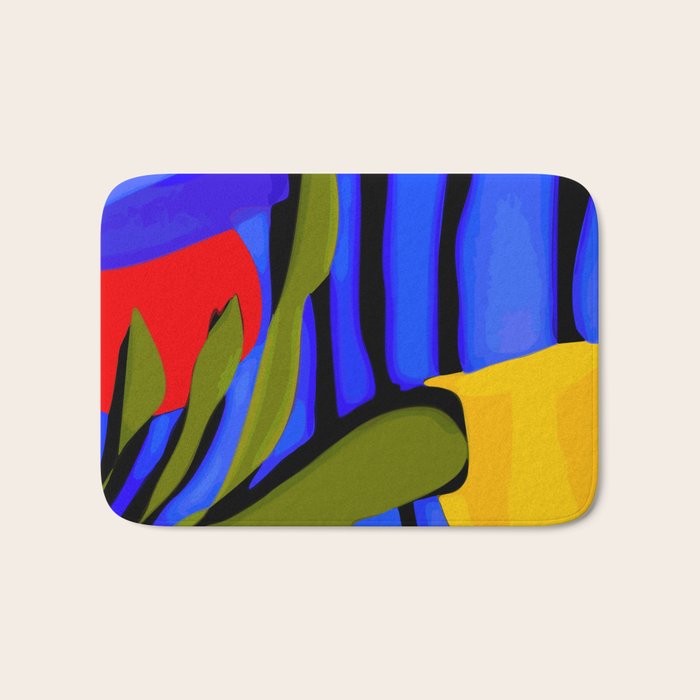 Abstract Art Red Blue Green Yellow Bath Mat Gallery Image 1