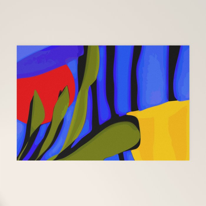 Abstract Art Red Blue Green Yellow Welcome Mat Gallery Image 1