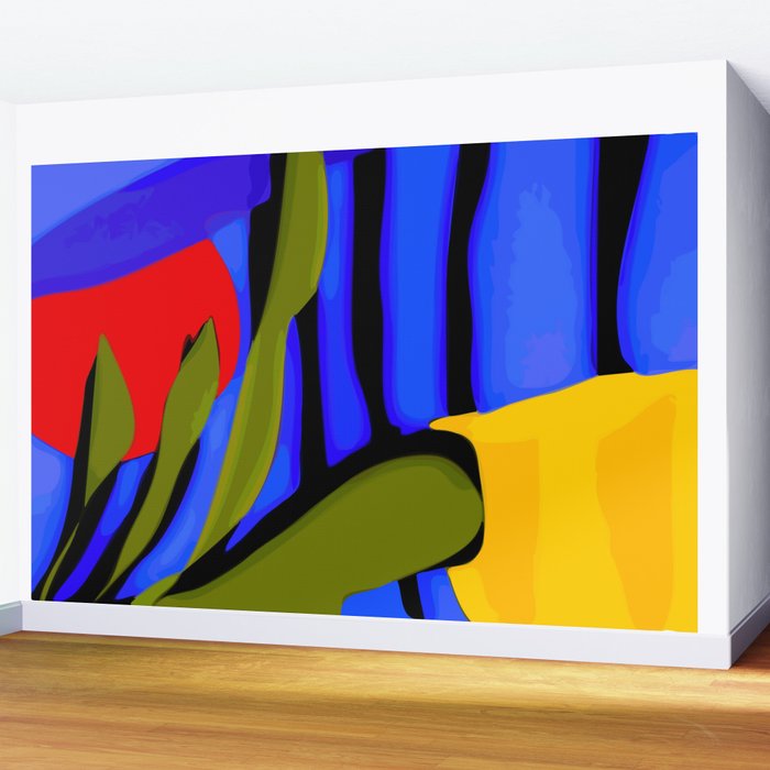 Abstract Art Red Blue Green Yellow Wall Mural Gallery Image 2
