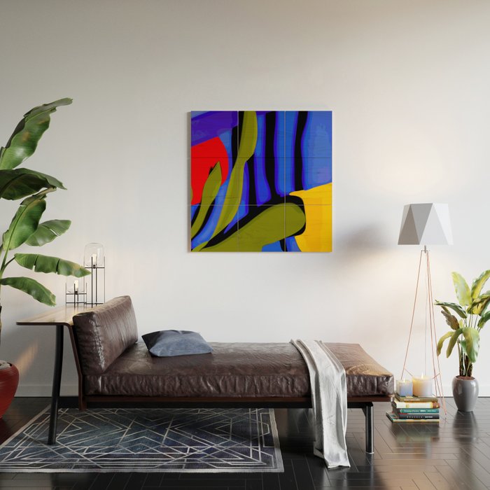 Abstract Art Red Blue Green Yellow Wood Wall Art Gallery Image 2