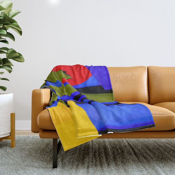 Abstract Art Red Blue Green Yellow Throw Blanket Gallery Image 1
