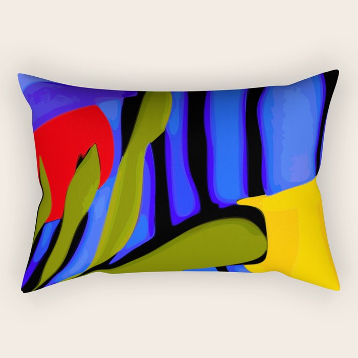 Abstract Art Red Blue Green Yellow Rectangular Pillow Gallery Image 2