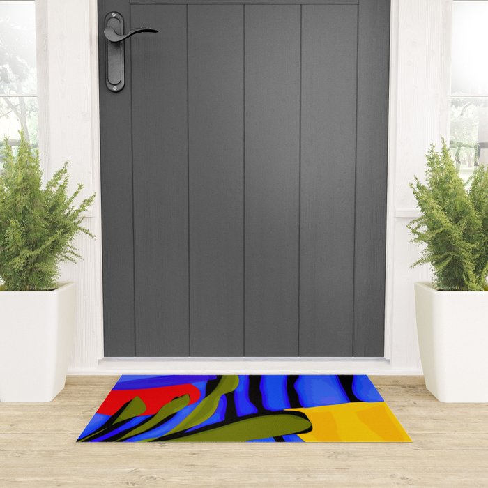 Abstract Art Red Blue Green Yellow Welcome Mat Gallery Image 3