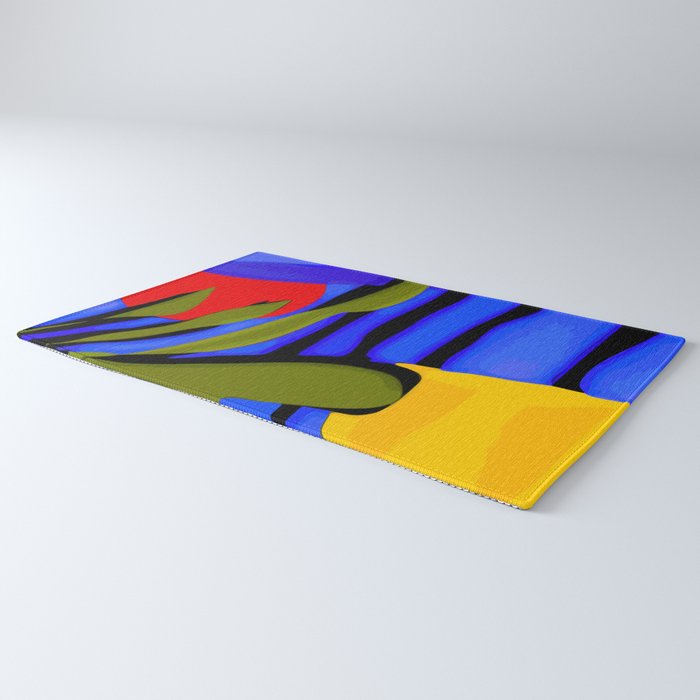 Abstract Art Red Blue Green Yellow Rug Gallery Image 3