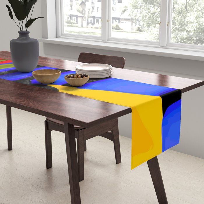 Abstract Art Red Blue Green Yellow Table Runner Gallery Image 2
