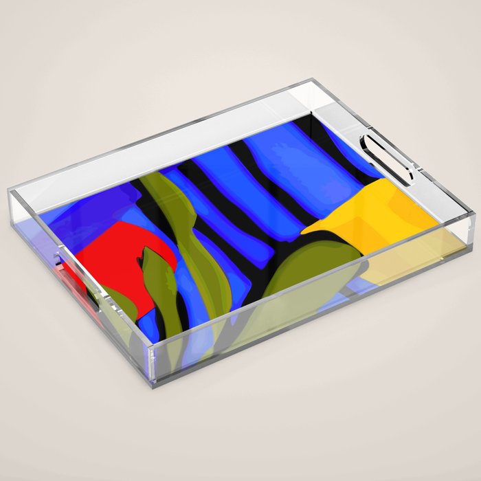 Abstract Art Red Blue Green Yellow Acrylic Tray Gallery Image 1