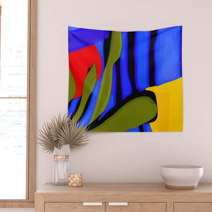 Abstract Art Red Blue Green Yellow Wall Tapestry Gallery Image 2