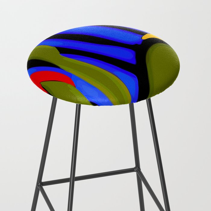 Abstract Art Red Blue Green Yellow Stool Gallery Image 2