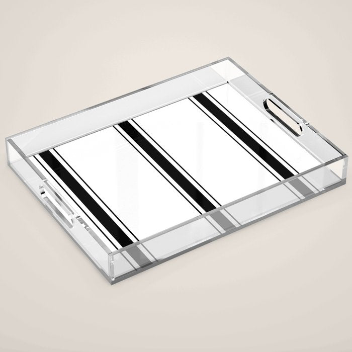Black And White Stripes Acrylic Tray Gallery Image 1