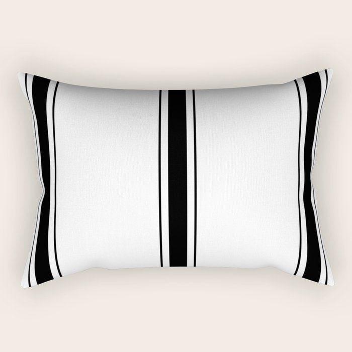 Black And White Stripes Rectangular Pillow Gallery Image 2