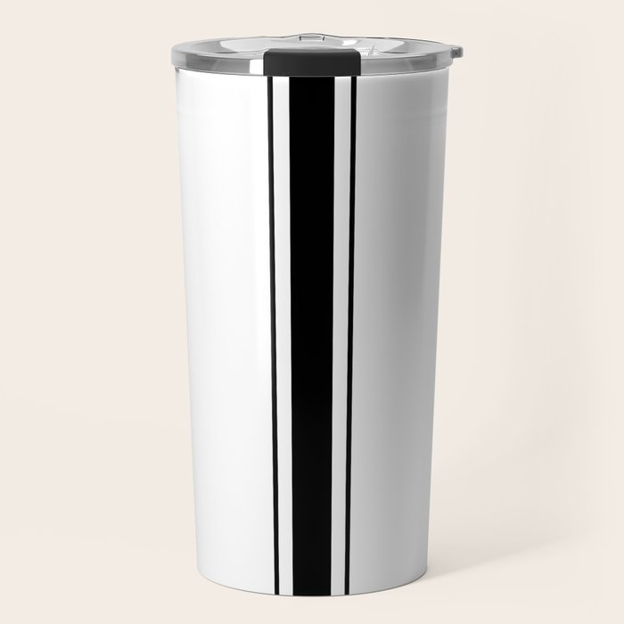 Black And White Stripes Travel Mug Gallery Image 1