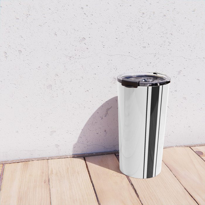 Black And White Stripes Travel Mug Gallery Image 4