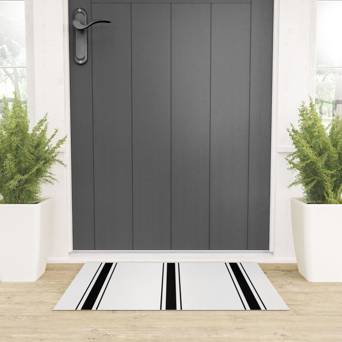 Black And White Stripes Welcome Mat Gallery Image 3