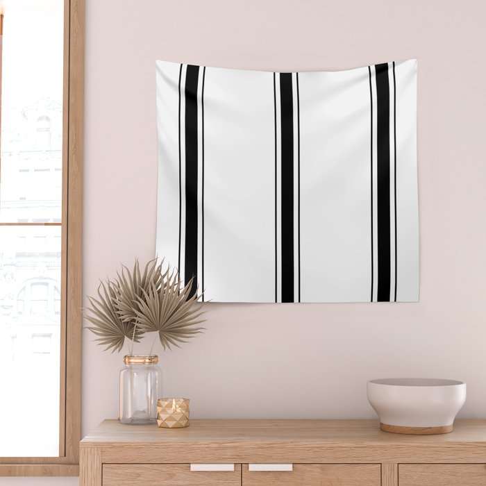 Black And White Stripes Wall Tapestry Gallery Image 2