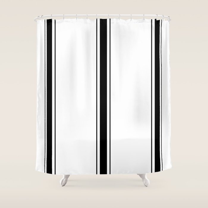 Black And White Stripes Shower Curtain Gallery Image 1